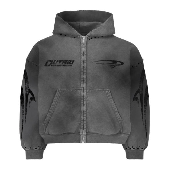 OUTRÍD Grey Distressed Hoodie