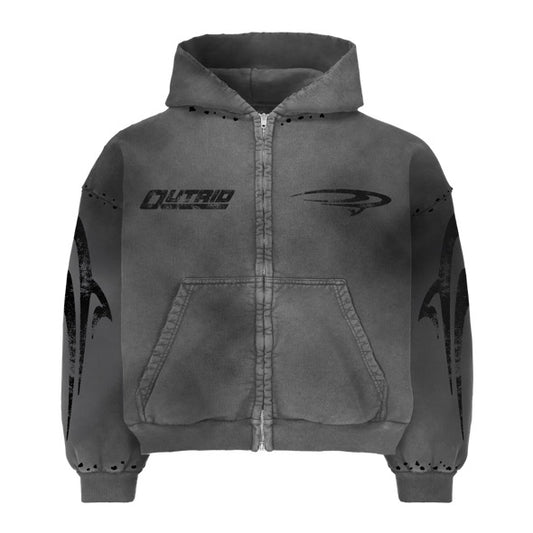 OUTRÍD Grey Distressed Hoodie