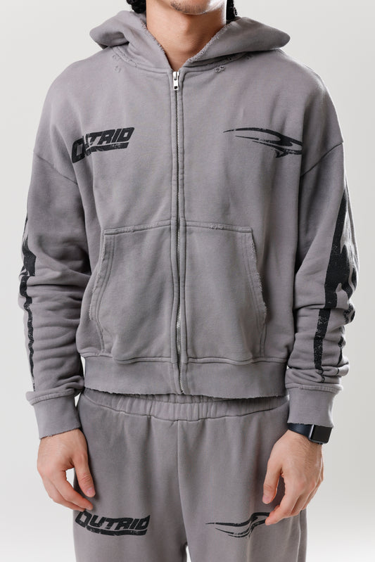 OUTRÍD Grey Distressed Hoodie