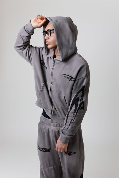 OUTRÍD Grey Distressed Hoodie